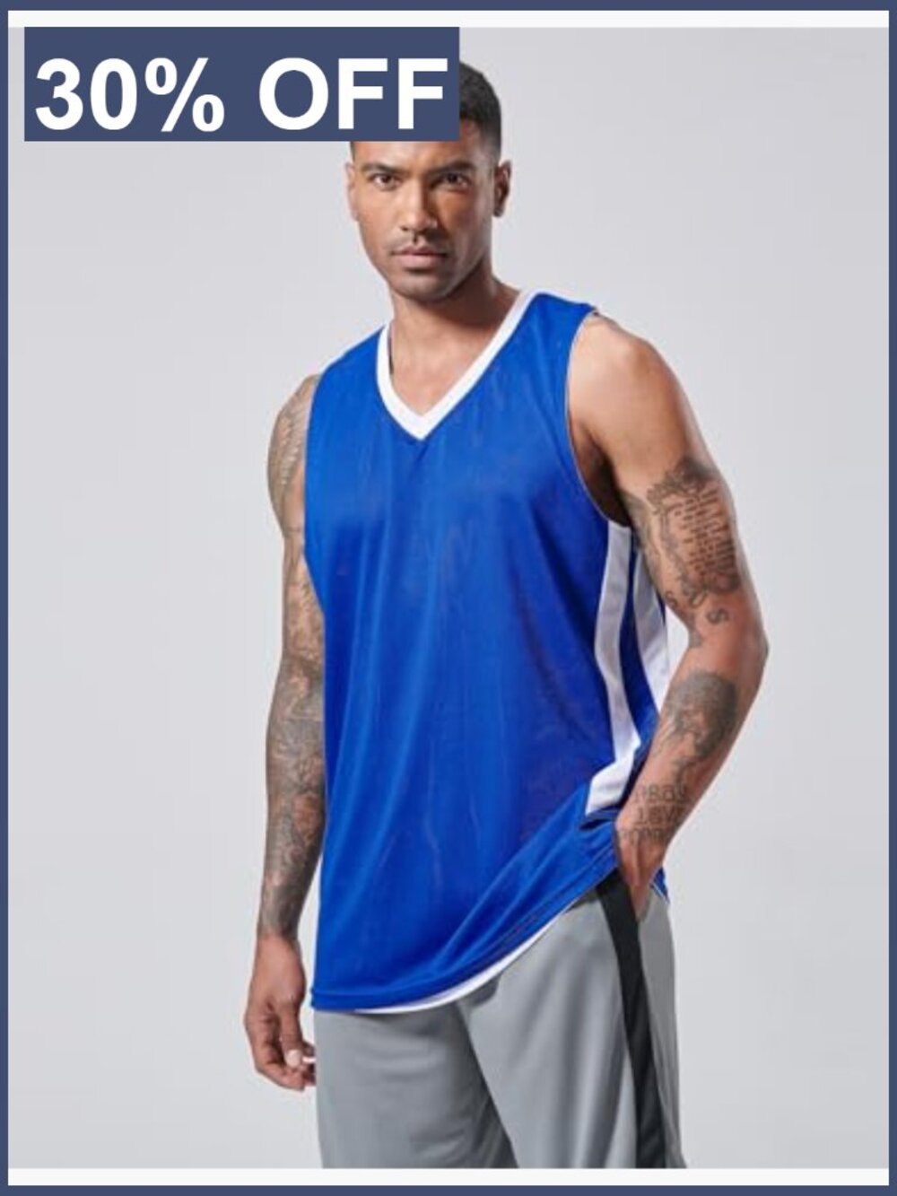 Reversible Men's Basketball Jersey, Mesh Athletic Sleeveless Scrimmage Pinnie, View 2